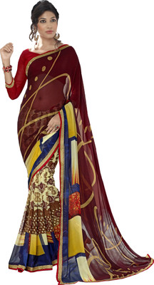 

Jiya Self Design, Printed Fashion Georgette Saree(Maroon, Red, Multicolor), Maroon;multicolor;red