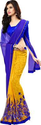 

Khoobee Self Design, Printed Fashion Georgette Saree(Dark Blue, Yellow, Multicolor), Dark blue;multicolor;yellow