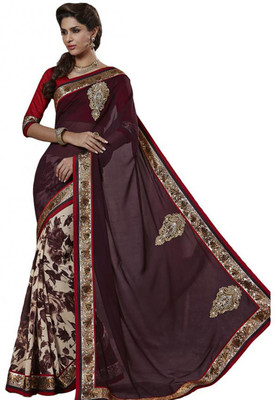 

Desi Butik Self Design Fashion Jacquard Saree(Brown)
