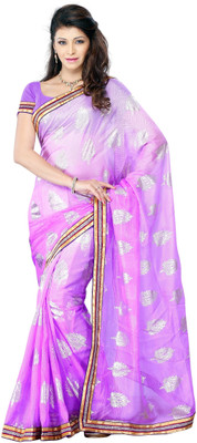

JTInternational Self Design Fashion Georgette Saree(Pink), Multi color