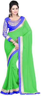 

LaazreeFashion Embroidered Fashion Georgette Saree(Green, Blue), Blue;green