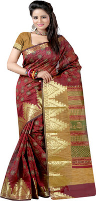 

Sanju Sarees Self Design Mysore Jacquard Saree(Maroon)