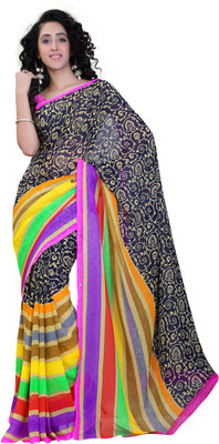 

Lovelylook Printed Daily Wear Georgette Saree(Blue, Multicolor), Navy blue & multi