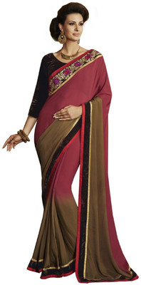 

Desi Butik Self Design Fashion Georgette Saree(Red)