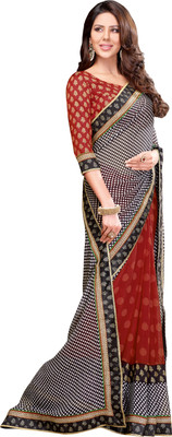

Brijraj Self Design Fashion Georgette Saree(Red, Black, White), Black;red;white