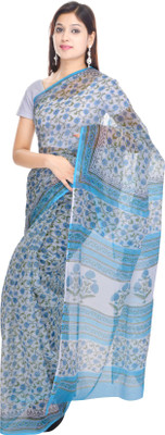 

Padma Printed Kota Doria Kota Cotton Saree(Blue)