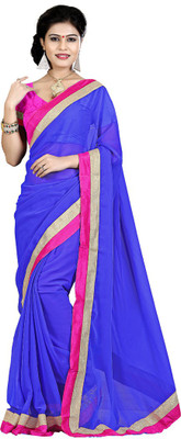 

Indian Wear Online Solid Fashion Chiffon Saree(Blue)