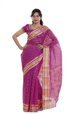 

Sanrocks Global Fashions Printed Tant Cotton Saree(Pink)