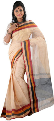 

Hawai Solid Tant Handloom Cotton Saree(Beige)