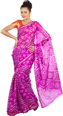 

Jaipur Kurti Printed Bandhani Art Silk Saree(Purple)