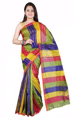 

Hawai Striped Fashion Handloom Cotton Saree(Yellow)
