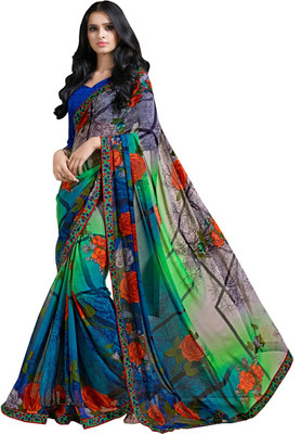 

Parisha Embroidered Fashion Georgette Saree(Multicolor), Blue & green