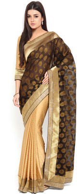 

Soch Self Design, Solid Fashion Georgette Saree(Black, Gold)
