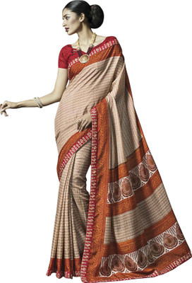 

Bhavi Printed Fashion Art Silk Saree(Red, Orange), Orange;red