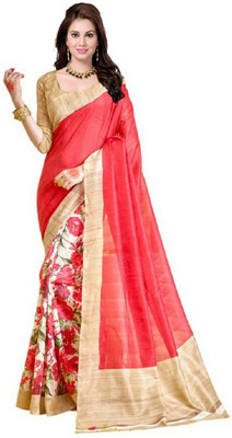 

Nilesh Fab Printed Bollywood Raw Silk Saree(Multicolor), Pink