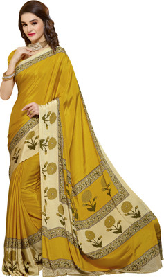 

Khoobee Self Design, Printed Fashion Crepe Saree(Yellow)