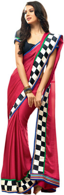 Vishal Solid Fashion Georgette Saree(Red)