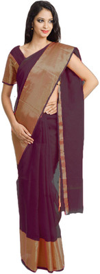 

Javuli Self Design Arani Pattu Handloom Silk Cotton Blend Saree(Brown)