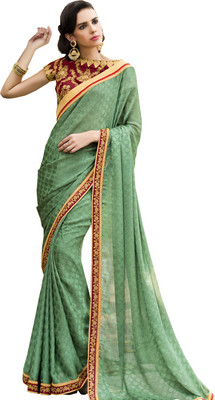 

Manthan Embroidered Daily Wear Satin, Chiffon Saree(Green)