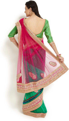 

Soch Solid Fashion Net Saree(Green)