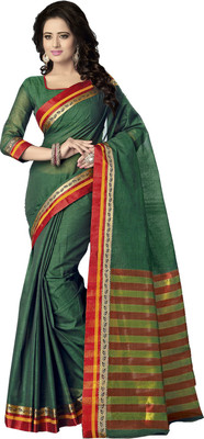 

Ishin Woven Fashion Cotton Saree(Green)
