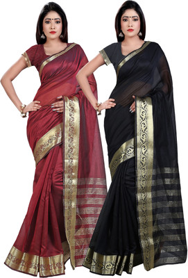 

Weavedeal Solid Banarasi Chanderi Saree(Pack of 2, Multicolor)