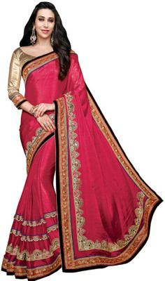 

Desi Butik Embroidered Fashion Georgette Saree(Pink)