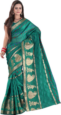 

It's Banii Woven Banarasi Silk Saree(Green)