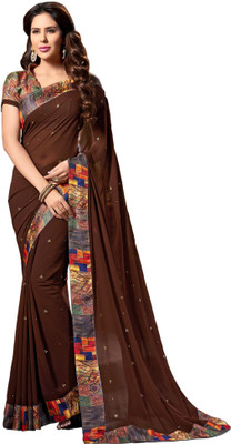 Khushali Self Design Fashion Georgette Saree(Brown)
