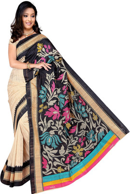 

Lovelylook Printed Daily Wear Art Silk Saree(Beige, Black)
