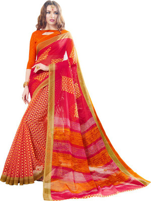 

Saara Printed Fashion Cotton Saree(Pink, Orange), Pink and orange