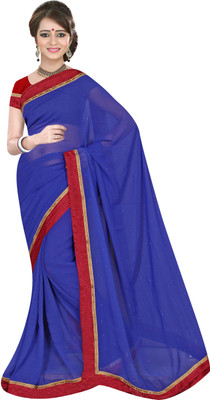 

Khoobee Self Design, Embellished Fashion Georgette Saree(Blue)