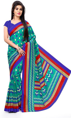 

Urban Vastra Printed Fashion Raw Silk Saree(Green)