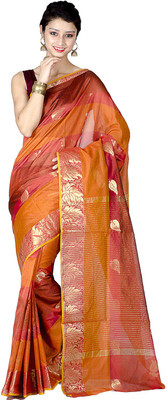 

Chandrakala Woven Banarasi Banarasi Silk Saree(Brown)