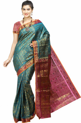 

Mimosa Woven Kanjivaram Art Silk Saree(Light Blue), Ananda