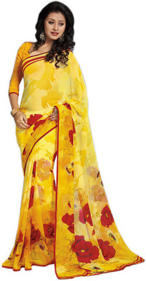 

Party Wear Dresses Printed Fashion Pure Chiffon Saree(Yellow)