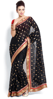 

Soch Embroidered Fashion Crepe Saree(Black)