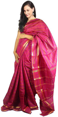 

Javuli Woven Madurai Handloom Silk Cotton Blend Saree(Pink)