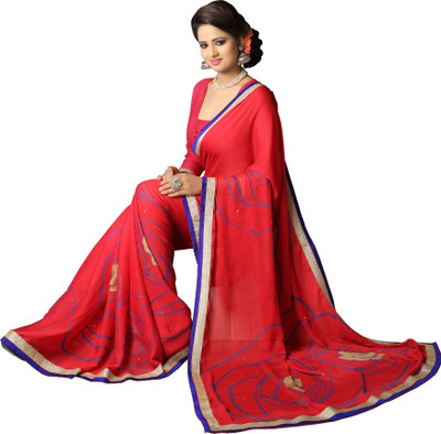 

Ewows Printed Fashion Crepe Saree(Pink)
