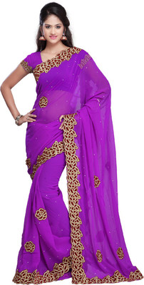 

Desi Butik Embroidered Fashion Art Silk Saree(Purple)