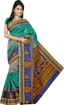 

Khushali Self Design, Printed Fashion Art Silk Saree(Green, Multicolor)