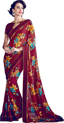 

Jiya Self Design, Printed Fashion Georgette Saree(Maroon, Multicolor)