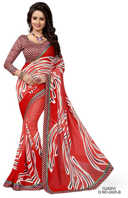 

Indianbeauty Self Design, Printed Fashion Chiffon Saree(Red)
