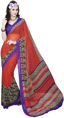 

Akshaya Fashons Printed Daily Wear Georgette Saree(Multicolor), Red