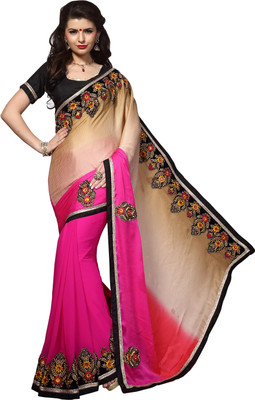 

Khoobee Self Design, Embroidered, Embellished Fashion Georgette, Jacquard Saree(Beige, Multicolor, Pink, Black), Beige;black;multicolor;pink