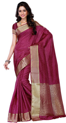 

Mimosa Woven Kanjivaram Tussar Silk Saree(Magenta), Mejantha
