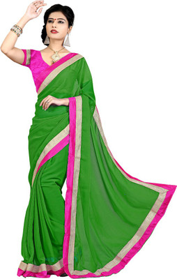 

Indian Wear Online Solid Fashion Chiffon Saree(Green)