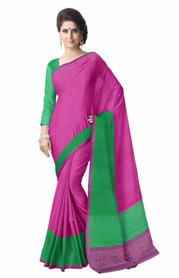 

Suvastram Printed Daily Wear Georgette Saree(Pink, Green), Green;pink