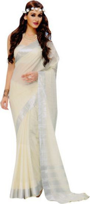 

Dheera Collections Woven Chettinadu Cotton, Silk Saree(White)