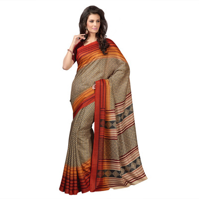 Suvastram Printed Fashion Art Silk Saree(Multicolor)